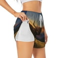 thumbnail image 1 of Uemuo Yak Pattern Women's Athletic Shorts High Waisted Running Shorts with Liner Pockets Gym Elastic Workout Shorts-X-Large, 1 of 9