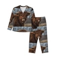 thumbnail image 1 of Uemuo Yak Pattern Womens Pajama Sets,PJ Set for Women,Pajamas for Women Logo,Long Sleeve Pajama Set for Women,Soft Long Sleeve Top With Pants-Large, 1 of 9