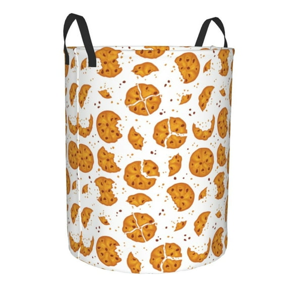 Uemuo Yellow Biscuit Pattern Circular Laundry Hamper Basket with handles,Collapsible laundry basket,Large capacity laundry hamper,Laundry Organizer-Medium