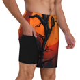 thumbnail image 1 of Uemuo Yellow Castle Sunset Tree Pattern Mens Swim Trunks Quick Dry Board Shorts with Mesh Lining, Stretch Beach Shorts Quick Dry No-Chafing Board Shorts-Small, 1 of 9