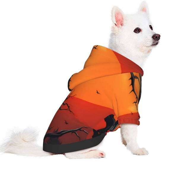 Uemuo Yellow Castle Sunset Tree for Winter Dog Hoodie Sweatshirts with Pockets Warm Dog Clothes for Small Dogs Chihuahua-Small