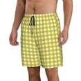 thumbnail image 1 of Uemuo Yellow Checkboard Pattern Men's Swim Trunks Hawaiian Beach Bathing Suit Swimsuits Beach Quick-Dry Shorts with Pockets-3X-Large, 1 of 9