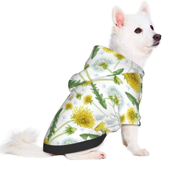 Uemuo Yellow Dandelions for Winter Dog Hoodie Sweatshirts with Pockets Warm Dog Clothes for Small Dogs Chihuahua-X-Large