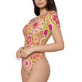 thumbnail image 1 of Uemuo Yellow Flowers Pattern Women's One Piece Short Sleeve Swimsuit Rash Guard Surfing Modest Quick-drying Swimsuit Beach Essentials-, 1 of 9