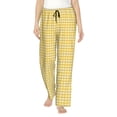 thumbnail image 1 of Uemuo Yellow Gingham Pattern Women's Wide Leg Palazzo Lounge Pants with Pockets Light Weight Loose Comfy Casual Pajama Pants-Large, 1 of 9