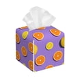 thumbnail image 1 of Uemuo Yellow Lemon And Orange Tissue Box Cover Holder, Square with Bottom Belt - PVC Leather Decorative Organizer for Tabletop, Bathroom, Car, Office, 1 of 8
