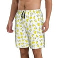 thumbnail image 1 of Uemuo Yellow Lemon Leaves Pattern Men's Swim Trunks Hawaiian Beach Bathing Suit Swimsuits Beach Quick-Dry Shorts with Pockets-3X-Large, 1 of 9