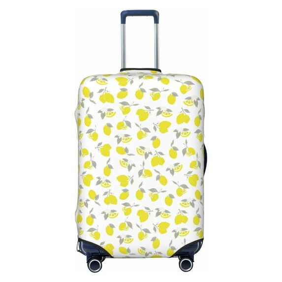 Uemuo Yellow Lemon Leaves Printed Washable Luggage Cover - Fashion Suitcase Protector Fits 18-32 Inch Luggage -Medium