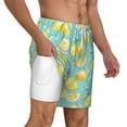 thumbnail image 1 of Uemuo Yellow Lemon Pattern Mens Swim Trunks Quick Dry Board Shorts with Mesh Lining, Stretch Beach Shorts Quick Dry No-Chafing Board Shorts-Large, 1 of 9