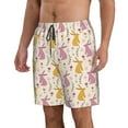 thumbnail image 1 of Uemuo Yellow Pueple Rabbit Pattern Men's Swim Trunks Hawaiian Beach Bathing Suit Swimsuits Beach Quick-Dry Shorts with Pockets-Small, 1 of 9