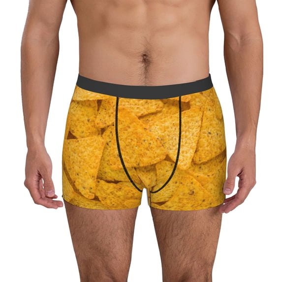 Uemuo Yellow tortilla Pattern Men's Boxer Briefs,Trunk Anti-Chafing,Comfortable, Durable, and Stylish Underwear-Large