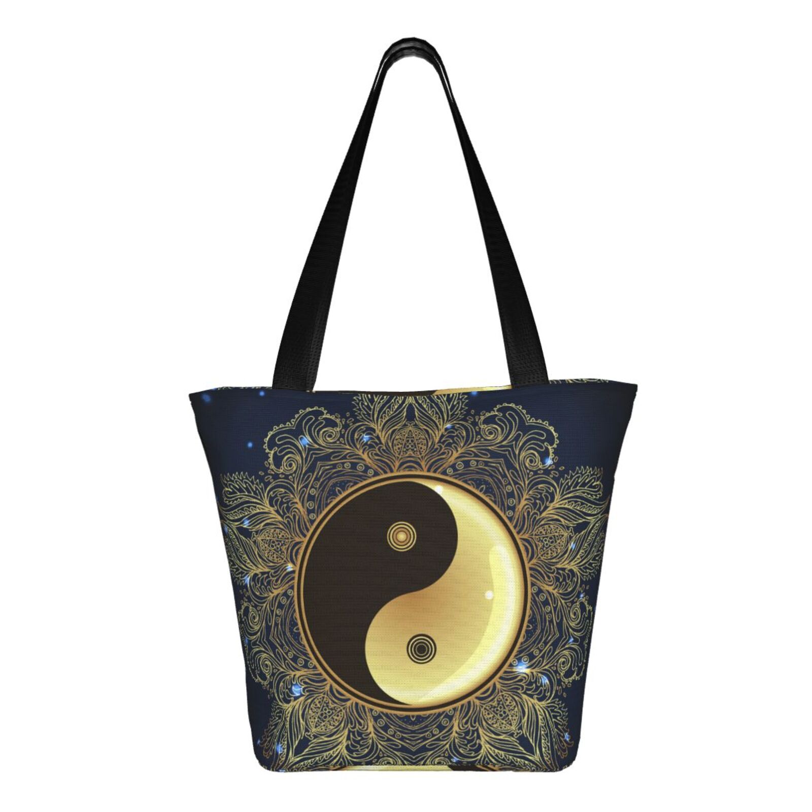 Yin Yang Print Pattern Leather Tote Bag