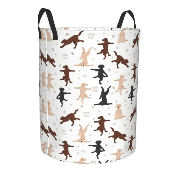 Uemuo Yoga Labrador Retriever Pattern Circular Laundry Hamper Basket with handles,Collapsible laundry basket,Large capacity laundry hamper,Laundry Organizer-Small