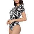 thumbnail image 1 of Uemuo Zebra Pattern Women's One Piece Short Sleeve Swimsuit Rash Guard Surfing Modest Quick-drying Swimsuit Beach Essentials-Large, 1 of 9