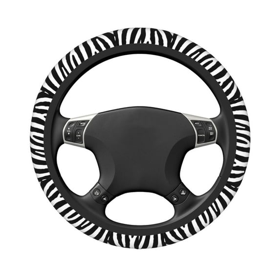 Uemuo Zebra Printed Car Elastic Steering Wheel Cover - Universal Car Accessory for Diverse Cars Anti-Slip, and Comfortable- 15"