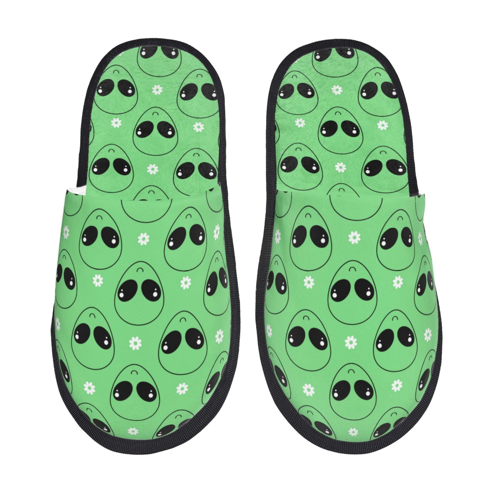 Uemuo alien cartoons Printe Plush Furry Slippers with EVA Sole for Men ...