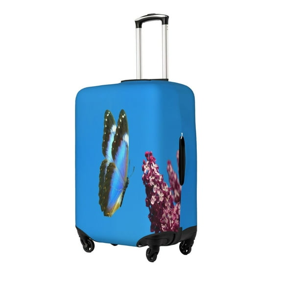 Uemuo butterfly and purple lilac flowers Printed Washable Luggage Cover - Fashion Suitcase Protector Fits 18-32 Inch Luggage-Medium