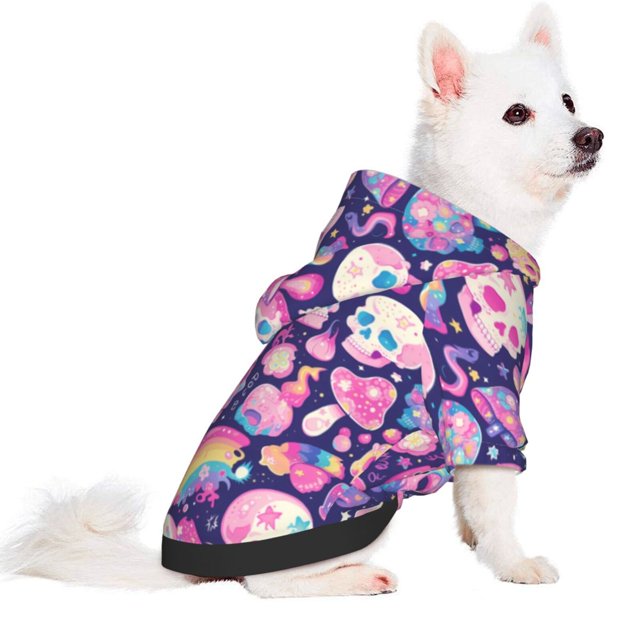 Uemuo cartoon rainbow Skull for Winter Dog Hoodie Sweatshirts with