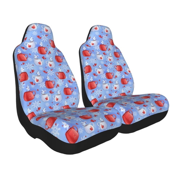 Uemuo coffee love cup winter Pattern Car Seat Covers for Front Seats Waterproof Seat Covers for Cars, Universal Auto Front Seats Protector Fits for Car-1