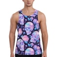 thumbnail image 1 of Uemuo crystal Skull flower Pattern Men's Muscle Shirts Sleeveless Dry Fit Gym Workout Tank Top Lightweight Sports Tank Top Beach Tank Top, Loose-fit Sleeveless Shirt-XX-Large, 1 of 7
