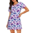 thumbnail image 1 of Uemuo crystal Skull record lips Pattern Women’s Nightdress – Casual Sleep Shirt, Soft Relaxed Fit Short-Sleeved Cotton Sleepwear for Home, Bedtime, and Lounging, 1 of 6
