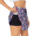 thumbnail image 1 of Uemuo daisy Skull red flower Pattern Women's Athletic Shorts High Waisted Running Shorts with Liner Pockets Gym Elastic Workout Shorts-Small, 1 of 9