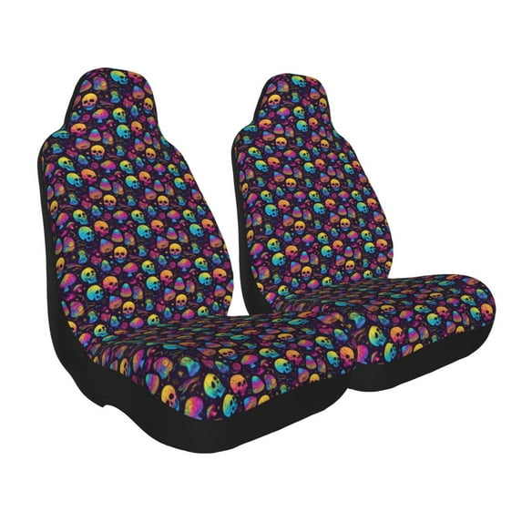 Uemuo mushroom color Skull Pattern Car Seat Covers for Front Seats Waterproof Seat Covers for Cars, Universal Auto Front Seats Protector Fits for Car-