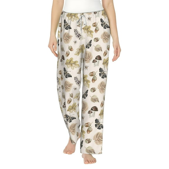 Uemuo nuts leaf Butterfly Pattern Women's Wide Leg Palazzo Lounge Pants with Pockets Light Weight Loose Comfy Casual Pajama Pants-Medium