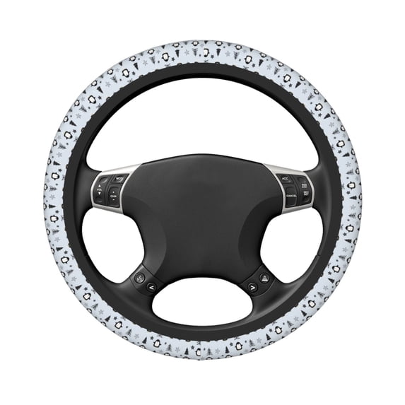 Uemuo penguin tree star Printed Car Elastic Steering Wheel Cover - Universal Car Accessory for Diverse Cars Anti-Slip, and Comfortable- 15"