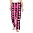 thumbnail image 1 of Uemuo pink and black argyle Pattern Women's Wide Leg Palazzo Lounge Pants with Pockets Light Weight Loose Comfy Casual Pajama Pants-Medium, 1 of 6