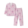 thumbnail image 1 of Uemuo pink bows Pattern 2-Piece Loungewear Set - Men’s Soft Sleepwear, Cozy Winter PJs, Comfy Sleep Set-Medium, 1 of 7