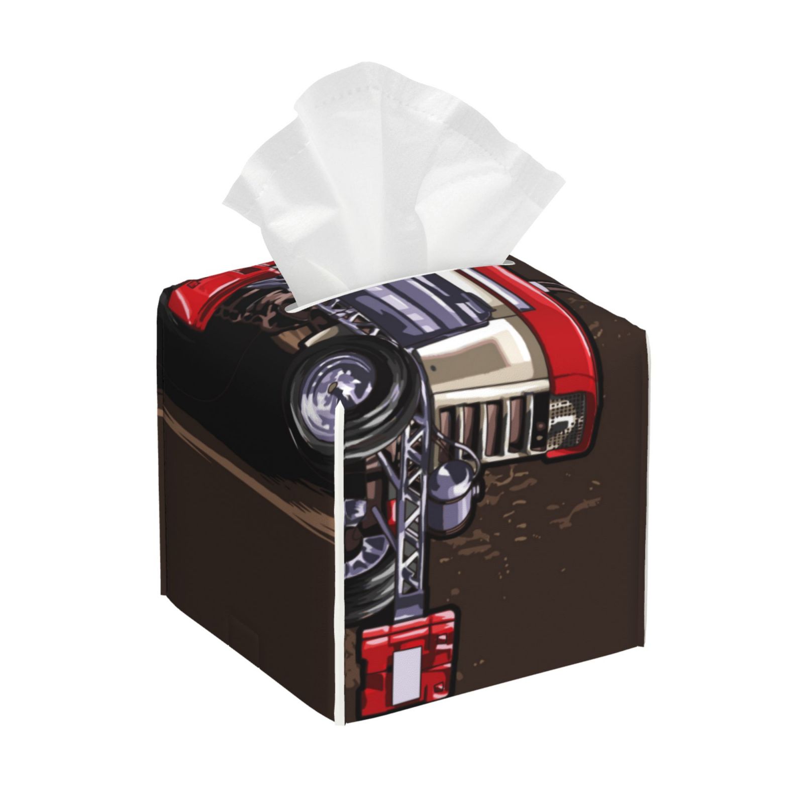 Uemuo red tractor Pattern Tissue Box Cover Holder, Square with Bottom ...