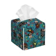 thumbnail image 1 of Uemuo skull black cats in mexican Pattern Tissue Box Cover Holder, Square with Bottom Belt - PVC Leather Decorative Organizer for Tabletop, Bathroom, Car, Office, 1 of 7