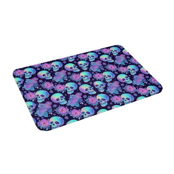 Uemuo starry sky Skull flower Printed Door Mat Indoor Doormat 16"x24",Front Back Door Mats Non Slip Entrance Rugs,Inside Doormats for Entryway