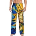 thumbnail image 1 of Uemuo vintage Starry Sunflower Pattern Men's Wide Leg Palazzo Lounge Pants with Pockets Light Weight Loose Comfy Casual Pajama Pants-Small, 1 of 9