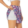 thumbnail image 1 of Uemuo white Skull blue flower Pattern Women's Athletic Shorts High Waisted Running Shorts with Liner Pockets Gym Elastic Workout Shorts-Medium, 1 of 9