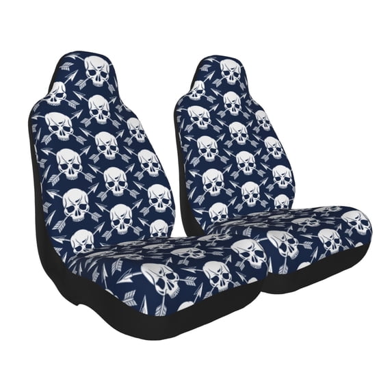 Uemuo white arrow Skull Pattern Car Seat Covers for Front Seats Waterproof Seat Covers for Cars, Universal Auto Front Seats Protector Fits for Car-2 PCS