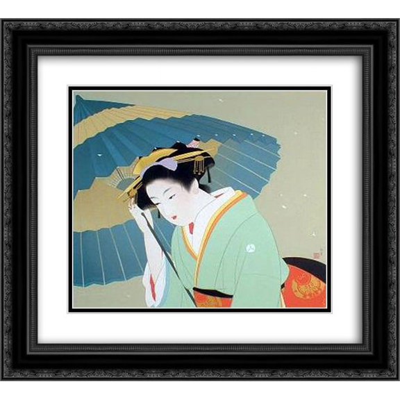 Uemura Shoen 2x Matted 22x20 Black Ornate Framed Art Print 'Snow'