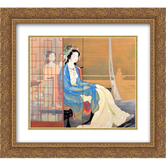 Uemura Shoen 2x Matted 22x20 Gold Ornate Framed Art Print 'Yang gui fei'