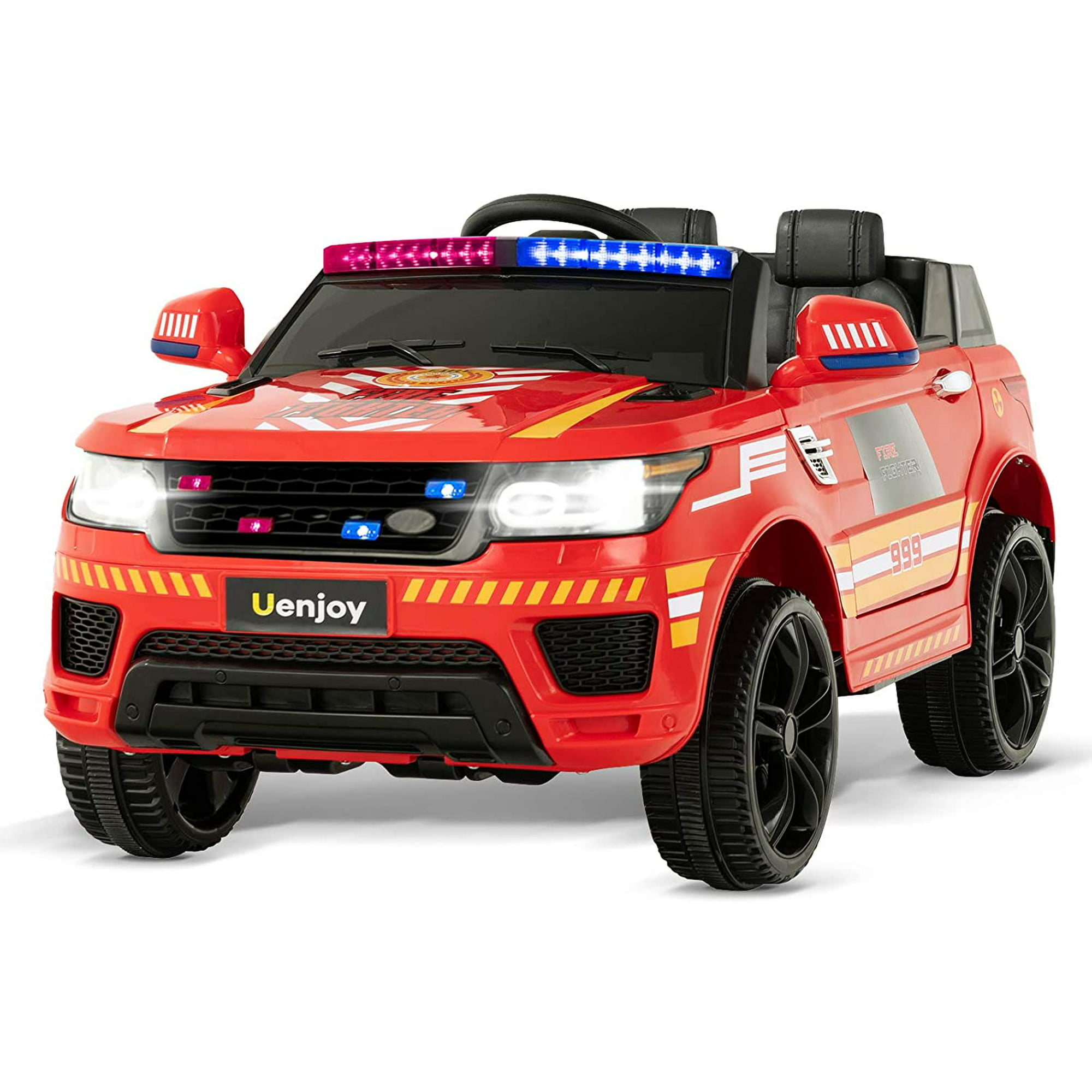 Uenjoy 12 V Kids Fire Fighter Ride On SUV Battery Operated Electric Cars w/2.4G Remote Control