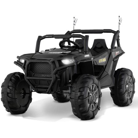 Uenjoy 12V Kids Ride on Toys Electric Battry-Powered Ride-On Truck Car RC Toy w/ Remote Control Realistic Off-Road UTV, Two Seater Ride On 3 Speeds BLACK