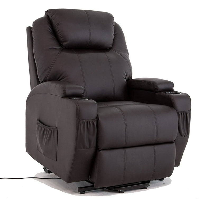 Uenjoy Power Lift Chair Recliner Armchair Real Leather Wall Hugger Lounge Seat Brown