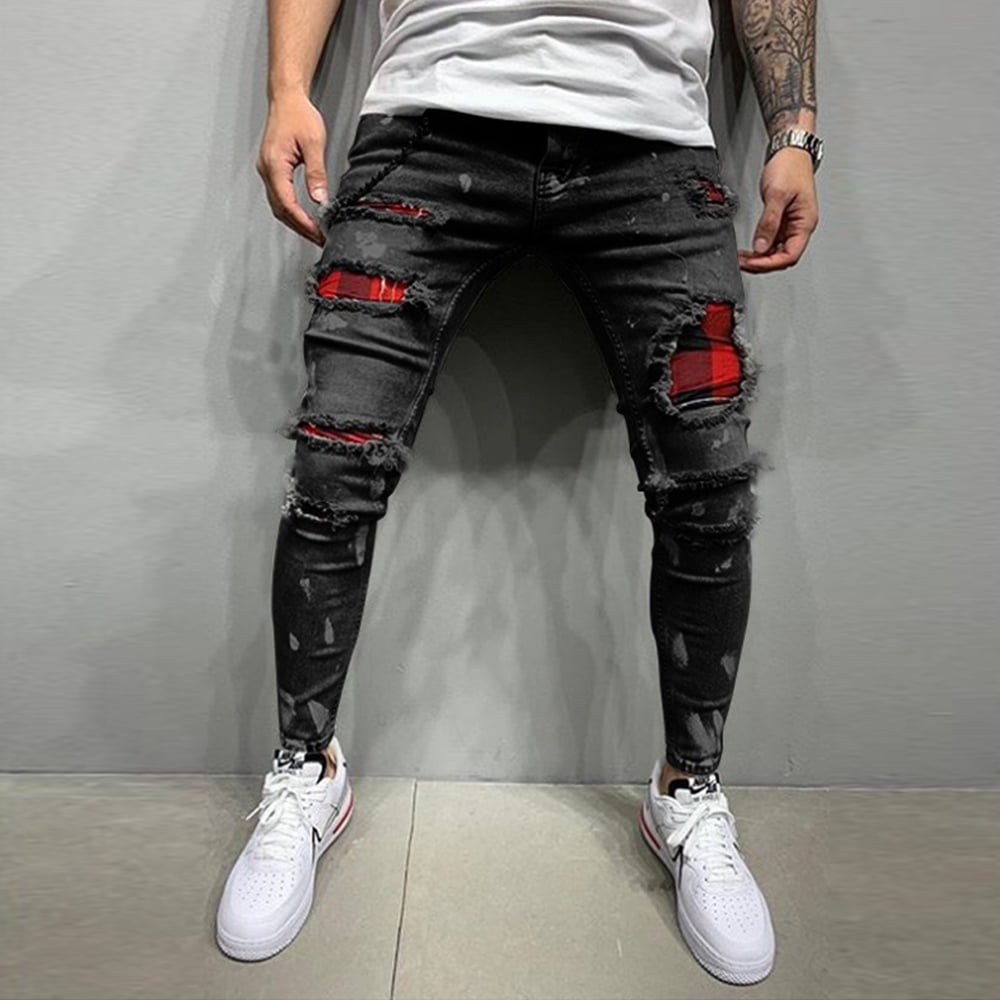 Super Skinny Mens Ripped Stretch Denim Denim Pants For Men With Elastic  Waist Big Size Asian Size From Blueberry12, $22.58