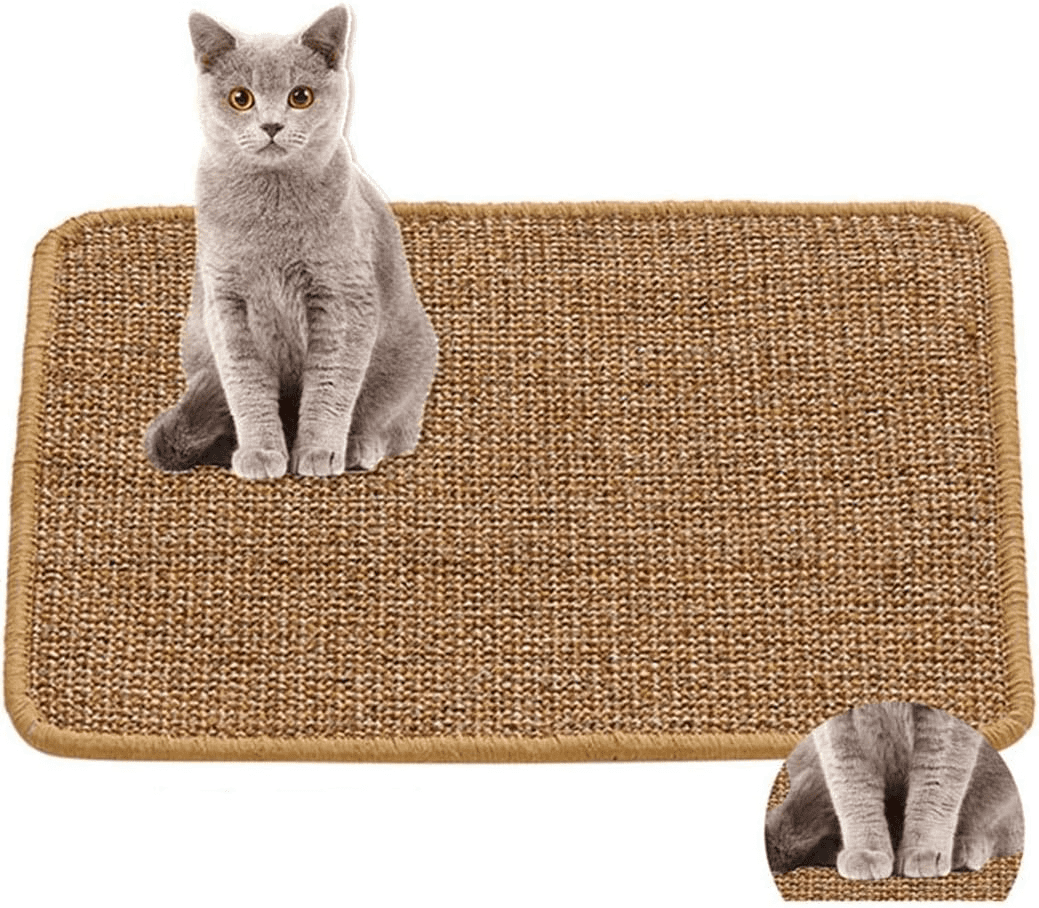 Uervoton Cat Scratcher Mat 15.8x11.8 Natural Sisal Scratching Mat Stick on Floor and Wall Cat Scratch Pad Rug Horizontal Cat Scratch Mat Protect Carpet and Sofa Walmart