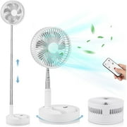 Uervoton Multi-Use Portable Rechargeable Standing Fan 4 Speeds Adjustable with Remote for Home Office Outdoor Camping Tent Travel（White）