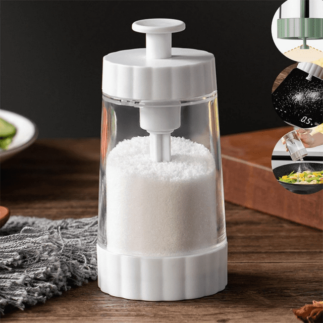 Uervoton Salt Shaker Dispenser, Precise Quantitative Seasoning Bottle, Press Once to Accurately Sprinkle 0.5 Grams of Measuring Salt Shaker Suitable for Family Picnic Cooking and Camping (180 ml)