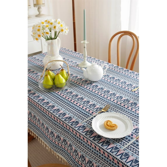 Uervoton Tablecloths,Stitching Tassel Table Cloth,Linens Wrinkle Free Anti-Fading,Square Table Cover Decoration for Kitchen Dinning Party,55''x71'',6 Seats