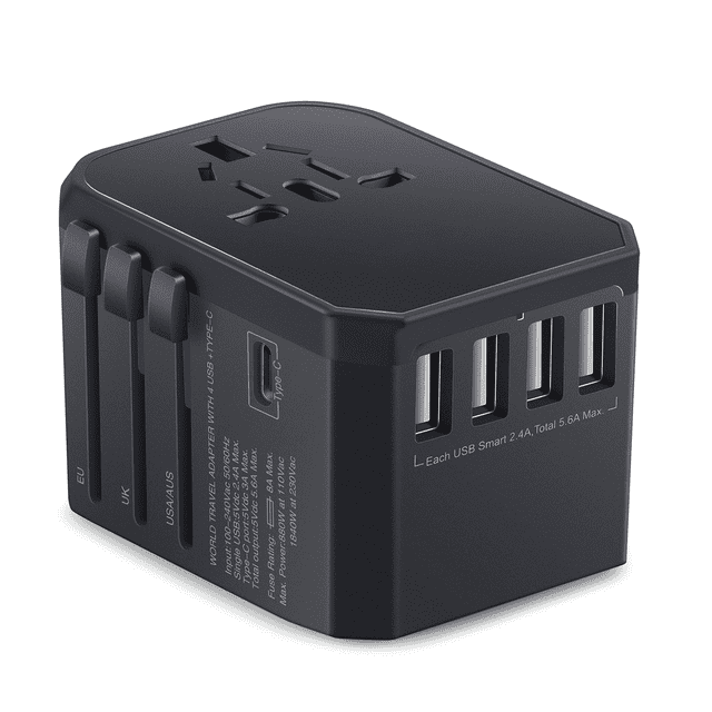 Uervoton Universal International Travel Adapter with USB Type C, Plug Adapter for All-in-One International Plug Adapter for USA EU UK AUS