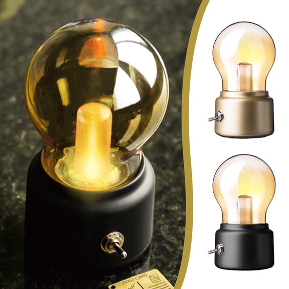 Ufehgfjh Desk Lamps for Office Desk Lamp Retro Bulb Light LED Night Lights USB Charge , Bright Night Light, Soft White Small Nightlight Touched On/Off for Kid Room, Bedroom, Bathroom,