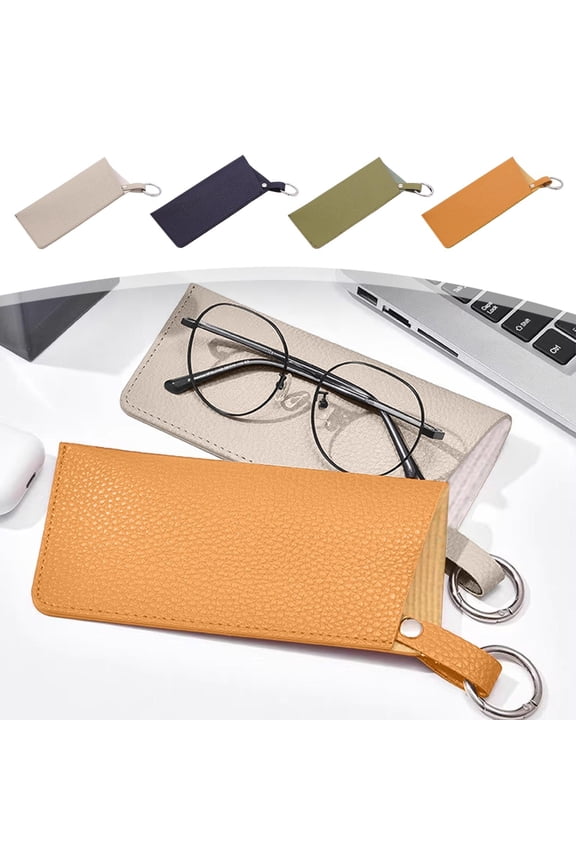 Eye Glasses Case Glasses Case Portable Artificial Leather Glasses Pouch with Key Ring Soft Sunglasses Case for Men and Women Random Shipment